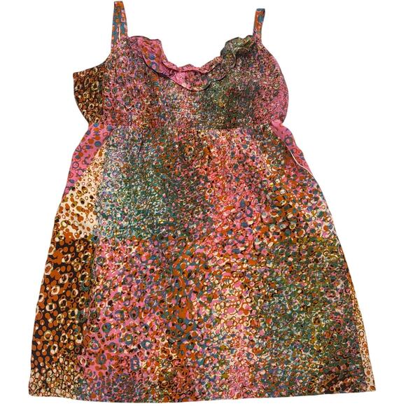 Maeve Dresses & Skirts - Anthropologie Size L Maeve Confetti Whirl Dress smocked bodice ruffle 100% silk.